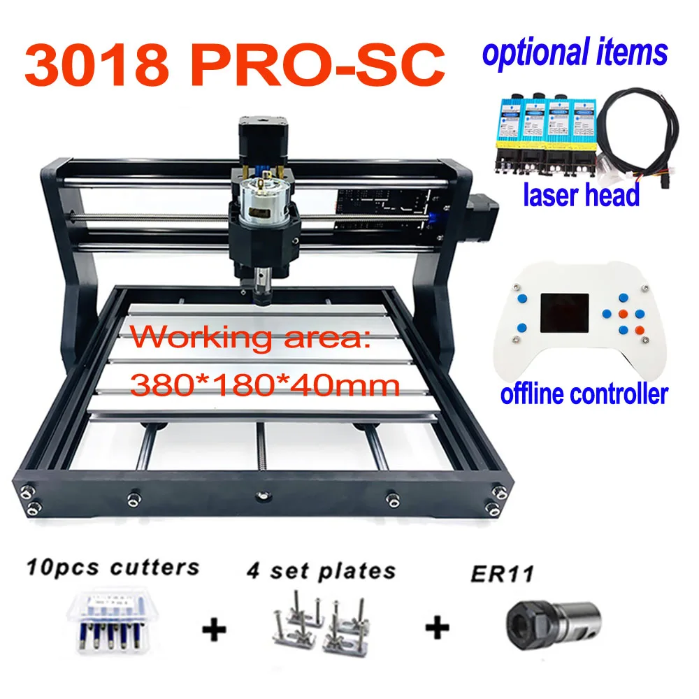 

3018 Pro ER11 DIY Mini CNC Router PCB Wood Engraving Milling Machine Laser Engraving Craved Metal Blue Coated offline optional