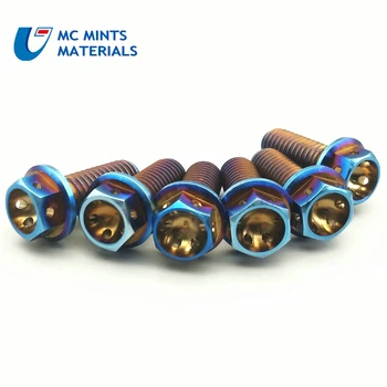 

Titanium Bolt for Motorcycle Modify Screw M8 x15-50mm Flange Head Ti Bolts Burned blue color Screws Ti Fasteners 2pcs