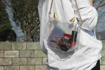 

New Wave Korean Version of All Match Messenger Bag Trendy Fashion Laser Transparent Small Bag Women's One-shoulder Mini Chic Bag