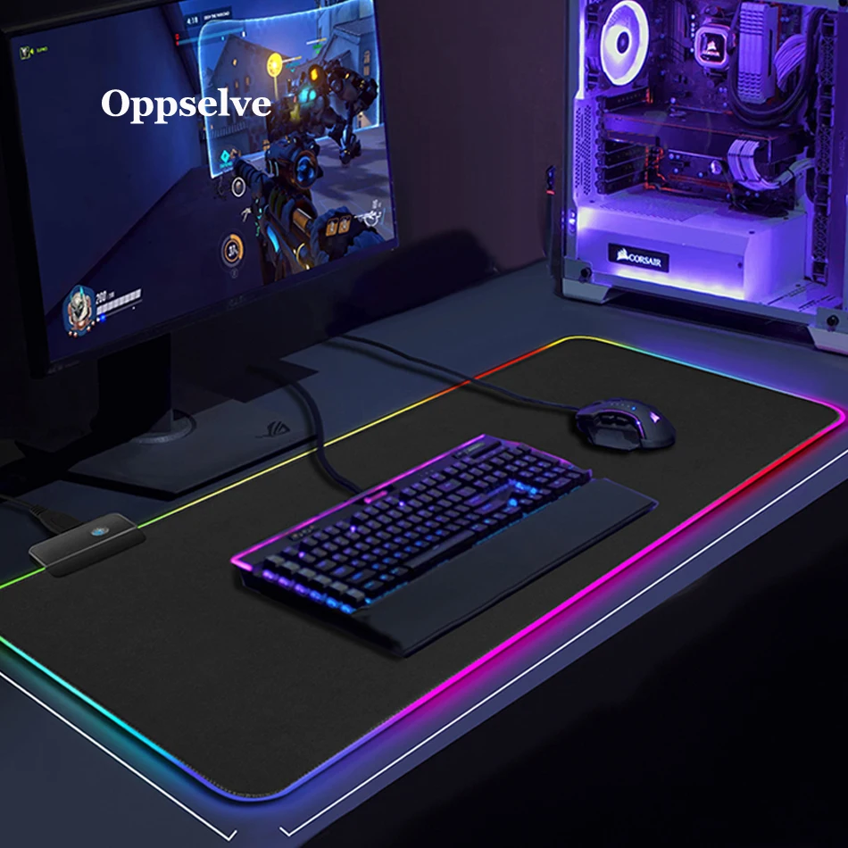 Цветная (RGB игровая Мышь Pad компьютерный геймер коврик большой игровой резиновая