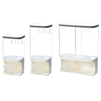 

Wall Mounted Divided Rice Cereal Dispenser Kitchen Dry Food Container Automatic Storage Box 1/1.5/3L