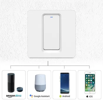

Wifi Smart Switch EU 1Gang1Way Push Button Smart Light Switch Work with Alexa and Google Assistant ,Needs Neutral Wire