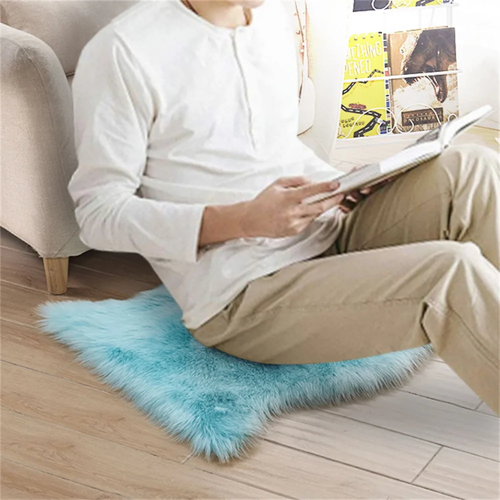 1pc Soft Imitation Wool Sofa Cushion Rug Non-Slip Whole Sheepskin Bay Window Living Room Bedroom Blanket Carpet Cushion M/L