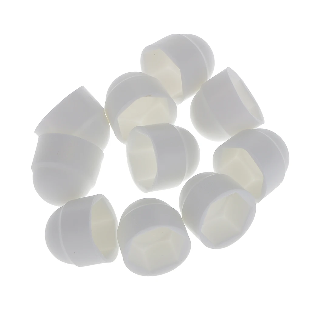 10 Pieces White Dome Nut / Bolt Cover Caps Nylon, M8 13x15mm
