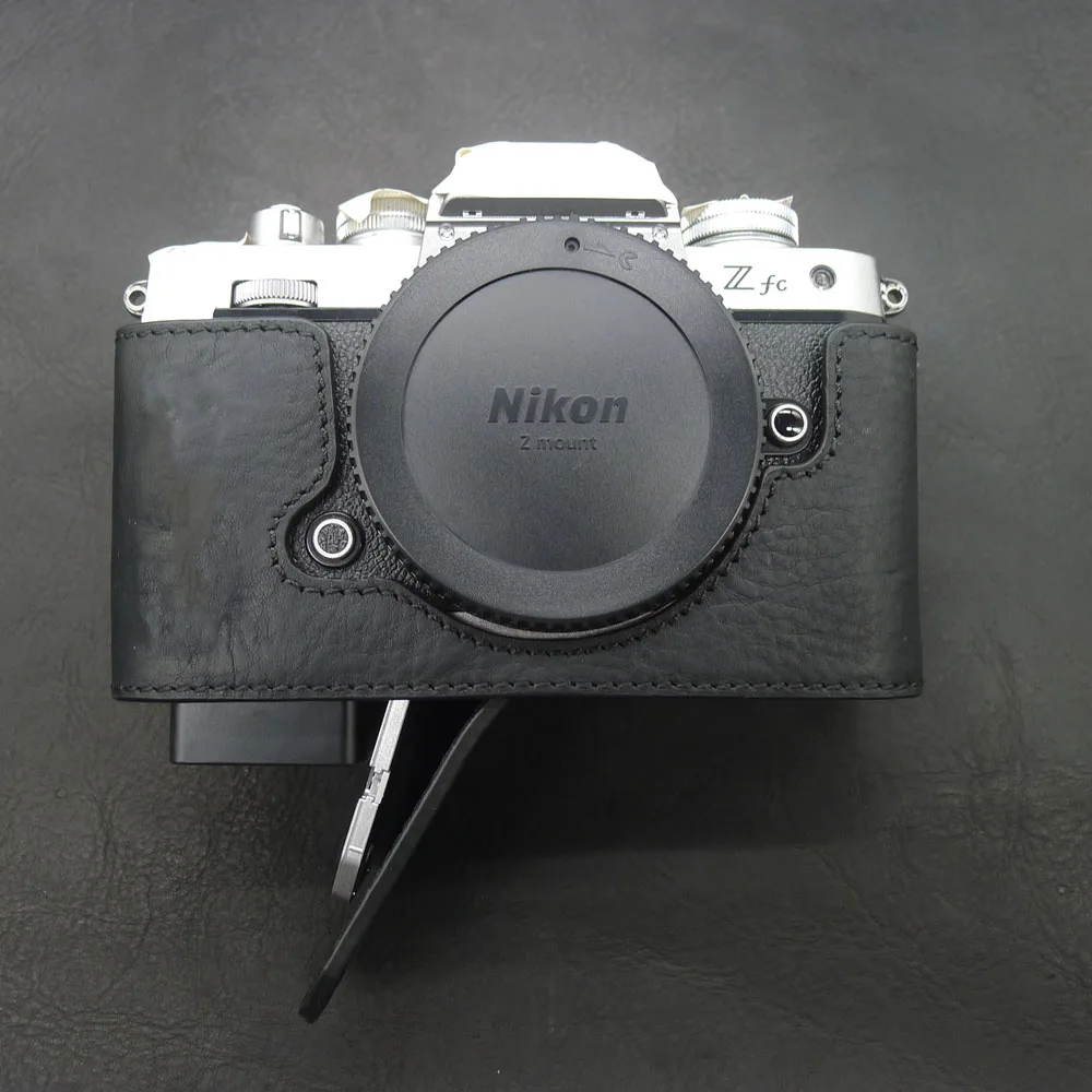 Bolsa para Câmera Metade de Corpo para Nikon Z-fc Artesanal Couro Genuíno Zfc - Image 3