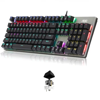 

104 Keys Metal Ergonomic RGB Backlight Gaming Mechanical Home Office Computer Accessories Wired Keyboard Anti Ghosting USB