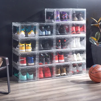 

1Pc Transparent Sneaker Case Shoe Box Display Shoe Cabinet Clamshell Pattern Box