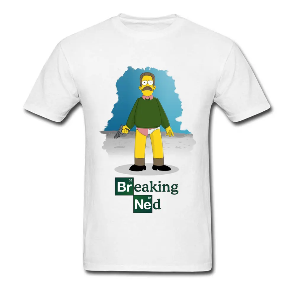 Breaking Ned 100% Cotton T Shirt for Men Casual Top T-shirts Cool Hot Sale Round Collar Sweatshirts Short Sleeve Breaking Ned white