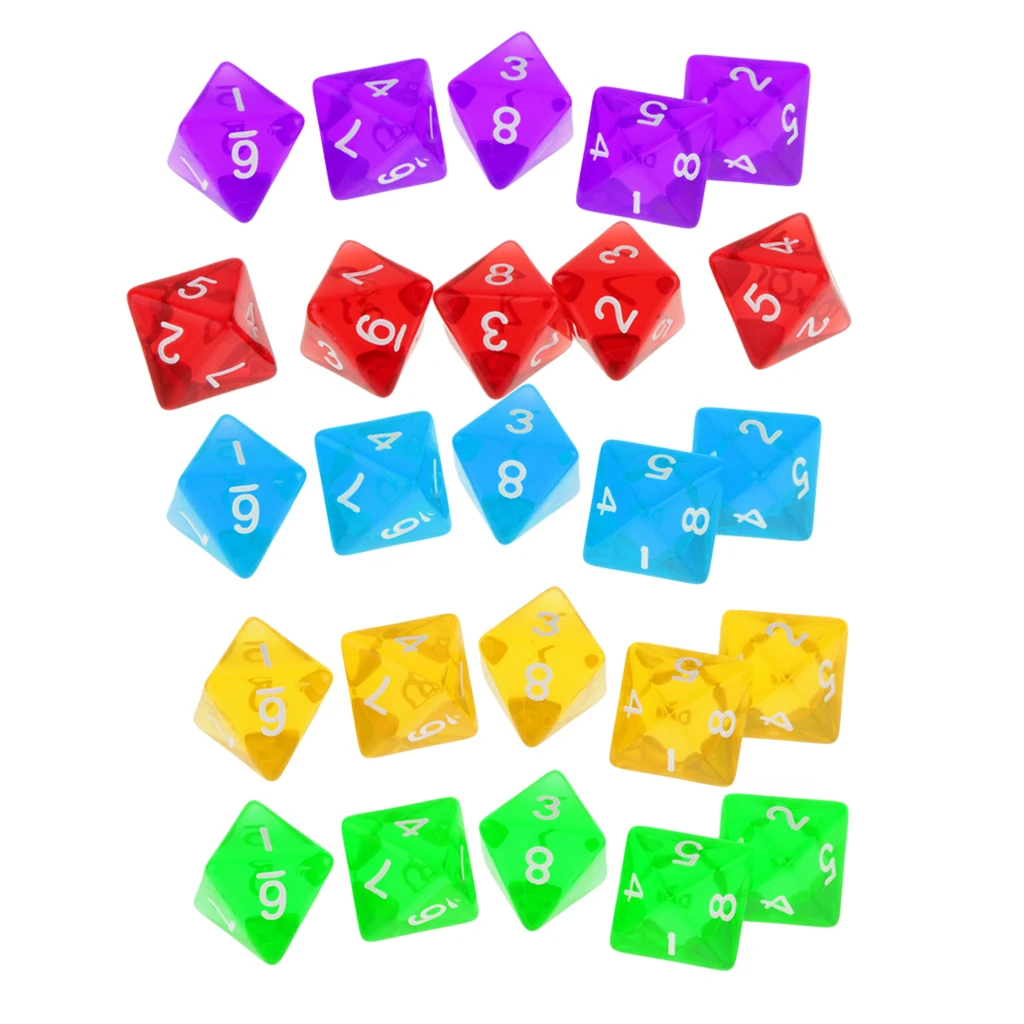 

25x Adults TRPG Dice Gem d8 15mm Polyhedral for MTG Role Playing Games Accs
