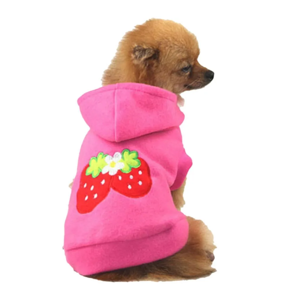 

Small Dog Clothes Apparel Jacket Lovely Pet Dog Warm Puppy Costumes Coat Clothes Strawberry Hoodie Outfit