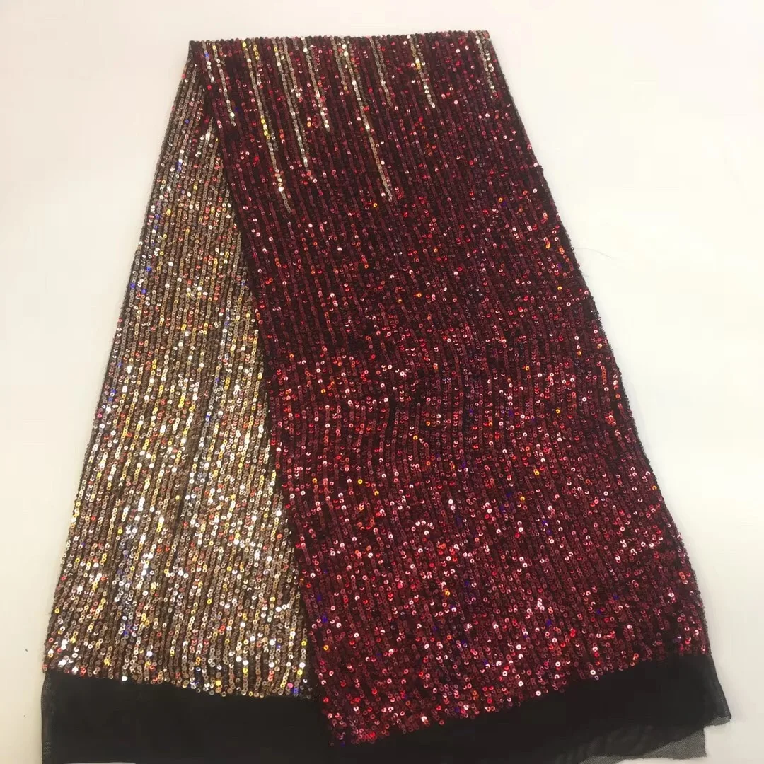 Latest African Tull Lace Fabrics High Quality Nigerian Net Lace Fabric with Sequins Sequence Lace for Women Dress XX33371 - Цвет: As picture
