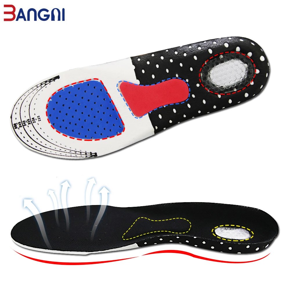 3ANGNI 1 Pair Sport Running Soft Silicone Gel Insoles for feet Man Women orthopedic pad Shock Absorption arch support shoes sole