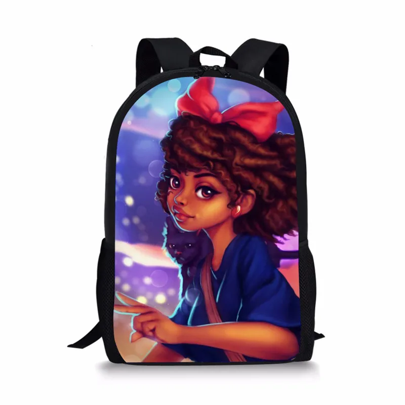 NOISYDESIGNS African Backpack Cartoon African Black Girls Print School Bag Kids Cute Book Bag Teenager Girls Schoolbags Mochila - Цвет: Z4895C