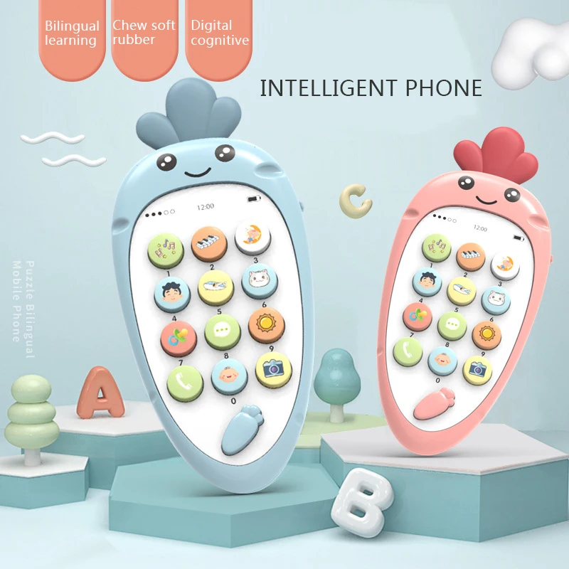New  Baby Music Toys Cute Cartoon Carrot Design Baby Music Toys Learning Machine Phone Case Cover For Ba