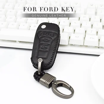 

Leather Car Key Case Cover for Ford Mondeo MK4 MK5 Fiesta MK8 Focus MK4 Fusion S Max Ranger Mustang Ranger Kuga Galaxy Explorer