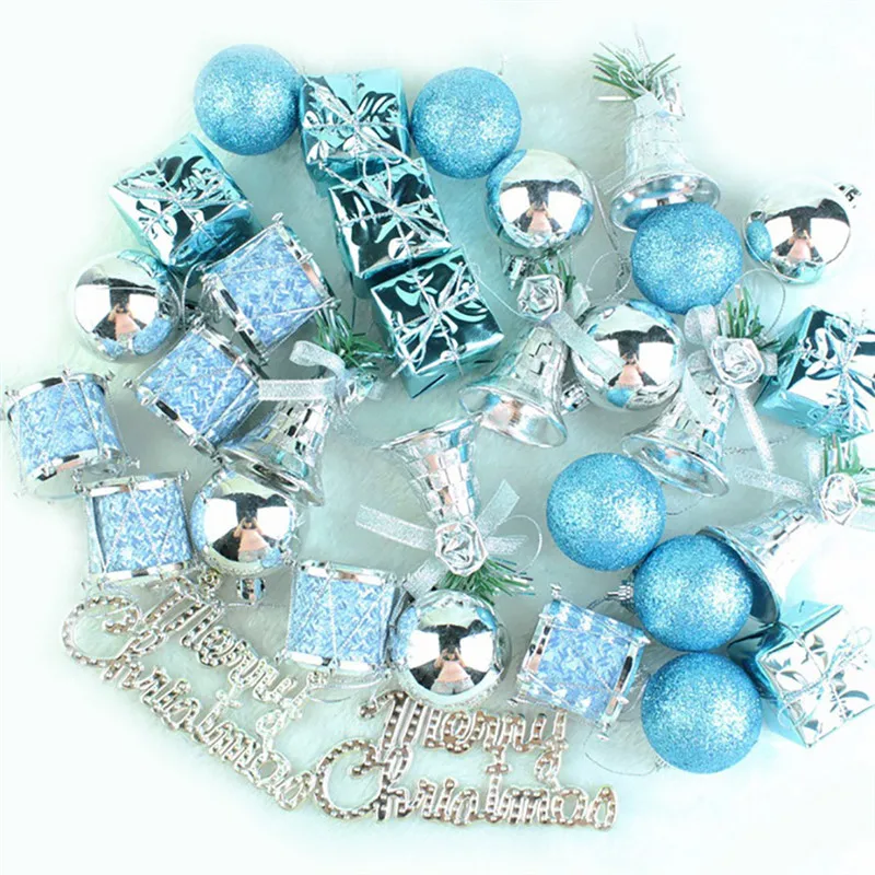 32 шт., Голубое озеро, серебряный цвет, подвесной кулон, Рождественская елка, украшение, праздничные вечерние украшения для дома, adornos de navidad para casa JL63