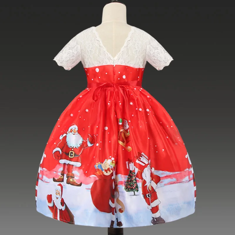 Рождественское платье для девочек, костюм для собаки Санта Клауса, Детские платья для девочек, винтажное платье принцессы, детское вечернее платье