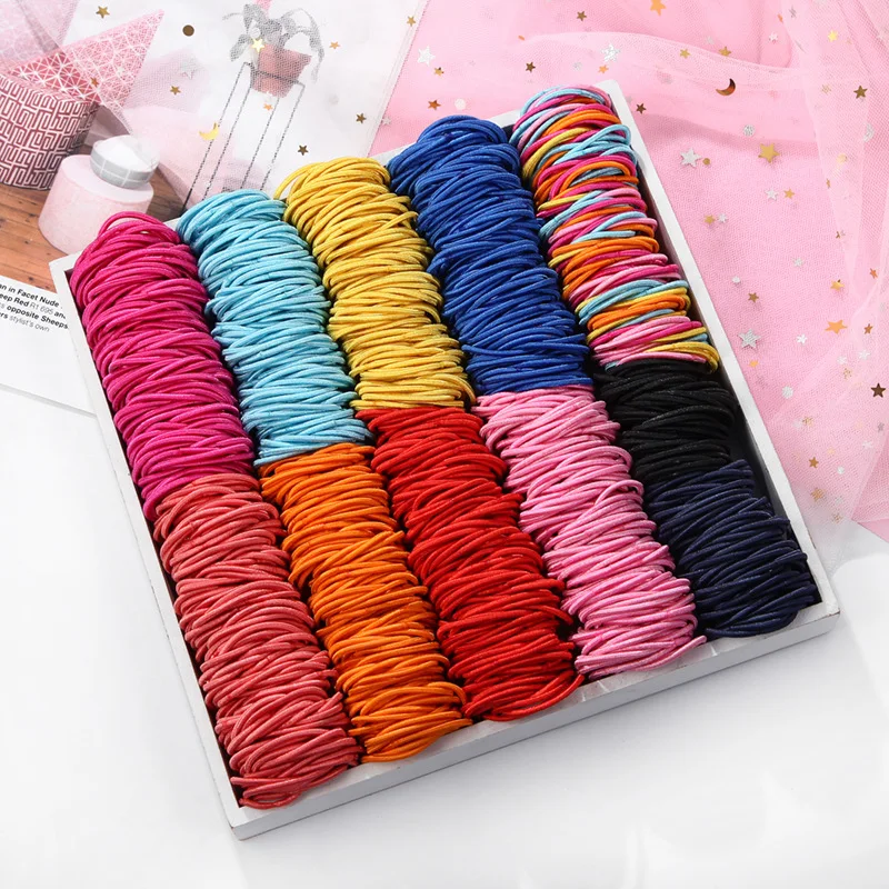 

New 100PCS/Lot Girls Candy Colors Nylon 3CM Rubber Bands Children Safe Elastic Hair Bands Ponytail Holder Kids Hair Accessories