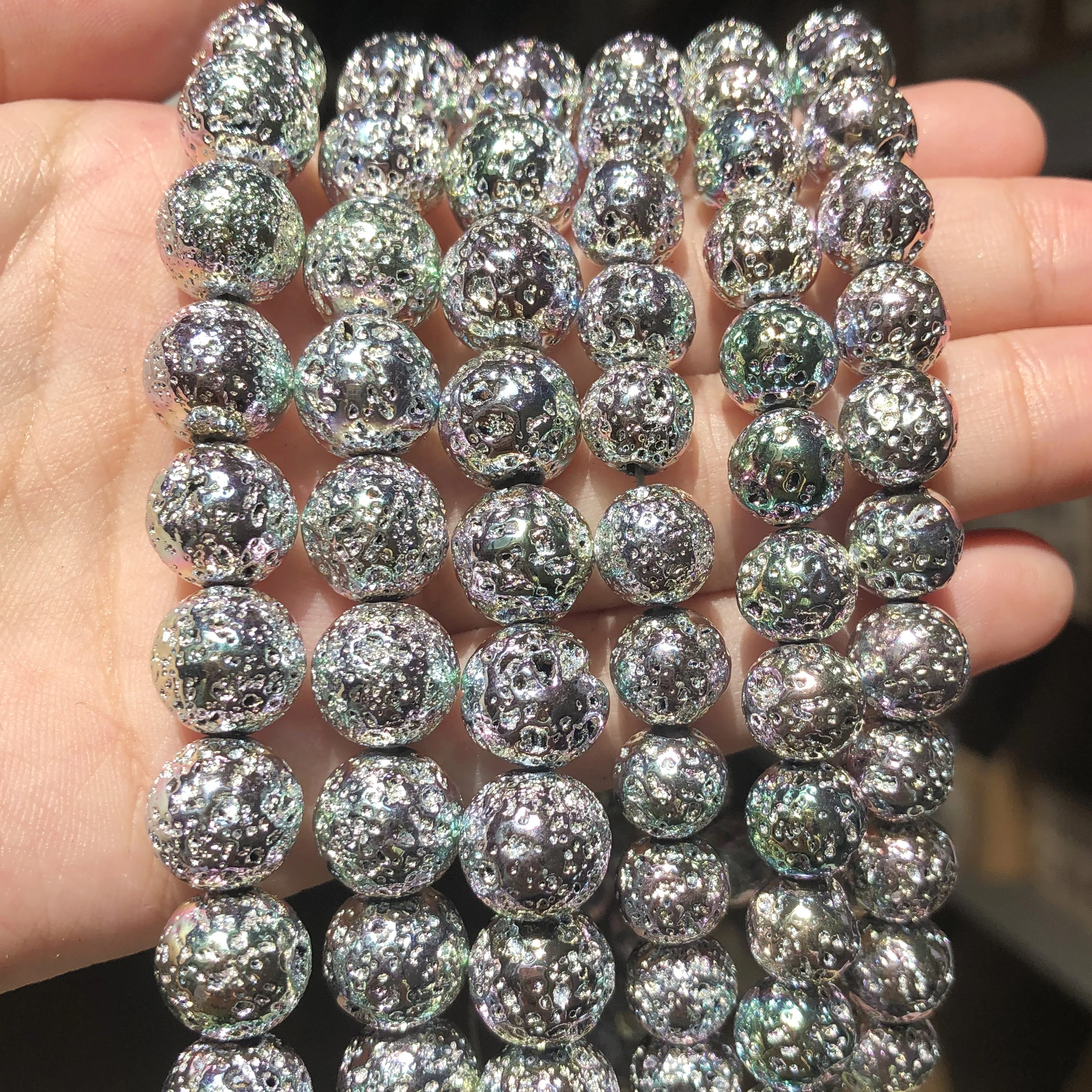 PurpleMulticolorRockVolcanicLavaStoneDiyCharmBraceletNatural