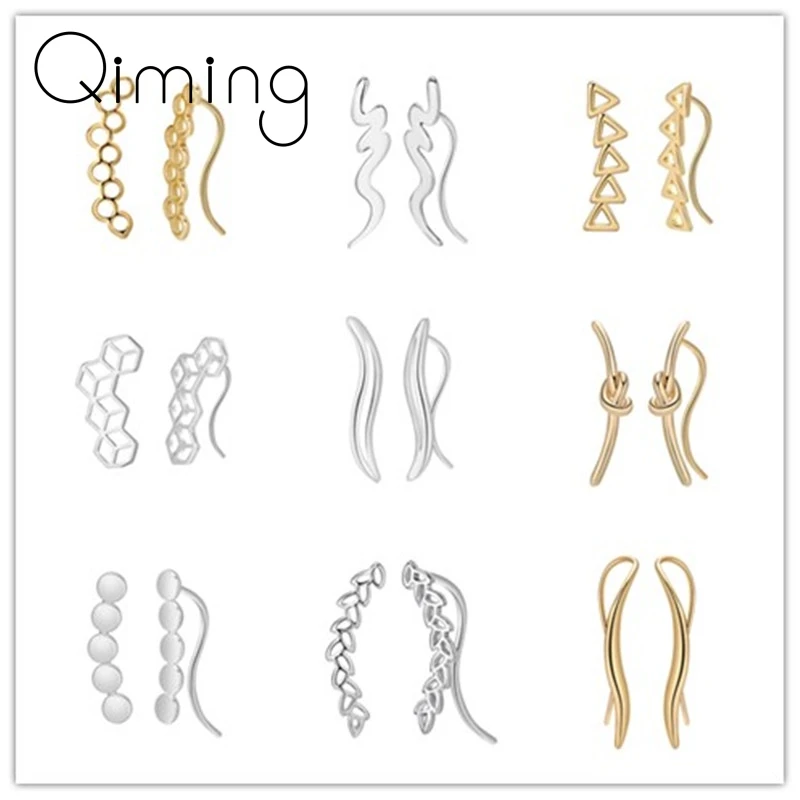 

Drop Shipping Silver Geometry Bending S-shaped Wave Earrings Personality Wild Simple Brincos Oorbellen Wholesale
