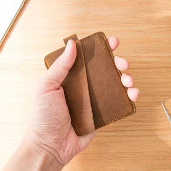

Men's Ultra-thin Compact Card Case Simple Card Sleeve Portable ID Coin Purse Leather Portable High-end Mini Card Holder Women
