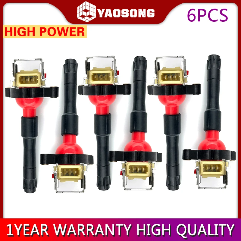 SET OF 6 PERFORMANCE IGNITION COIL COILS PACK FIT BMW E46 E39 X5 E36 325 330 328 M3 Z3 2.5L 2.8L