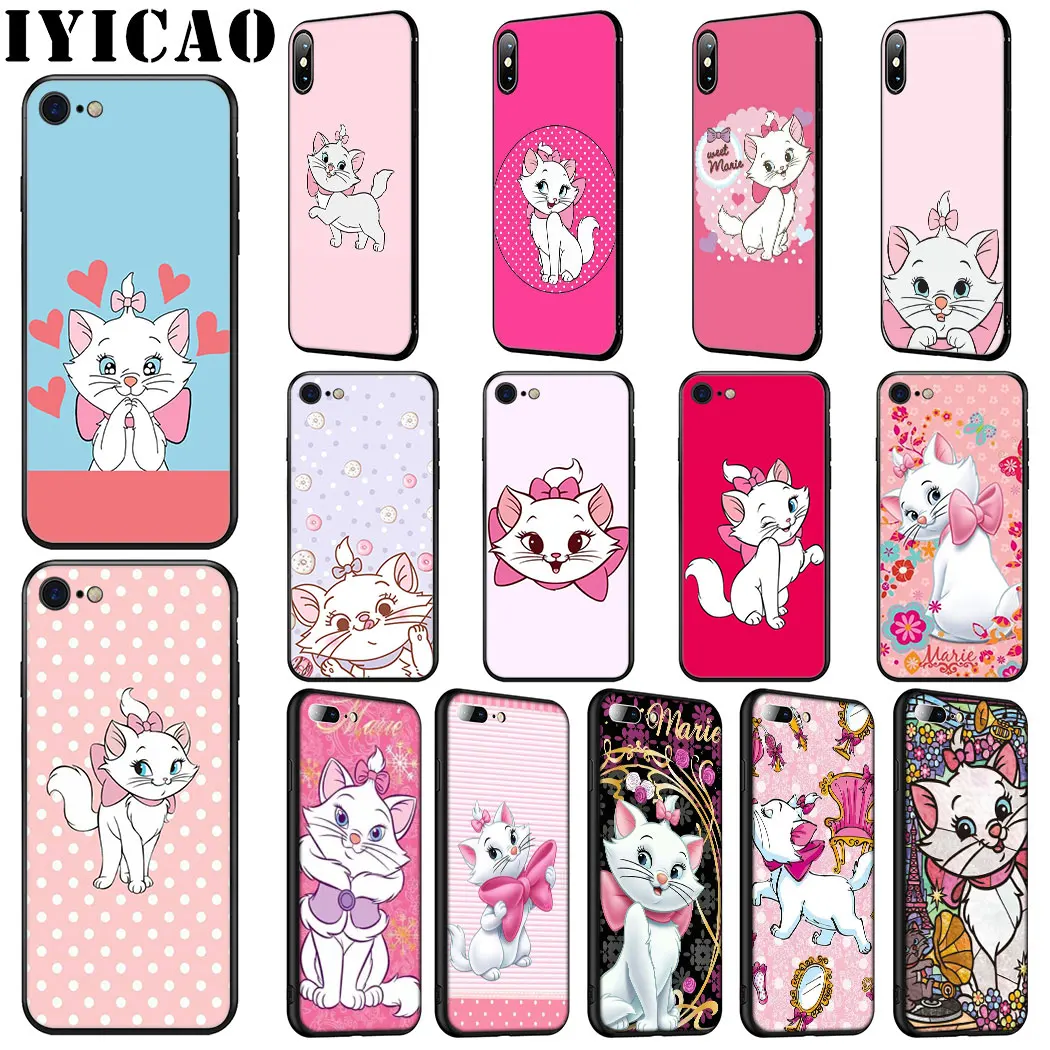 

IYICAO Marie aristocrats cat Soft Silicone Case for iPhone 11 Pro Max XR X XS Max 6 6S 7 8 Plus 5 5S SE Phone Case