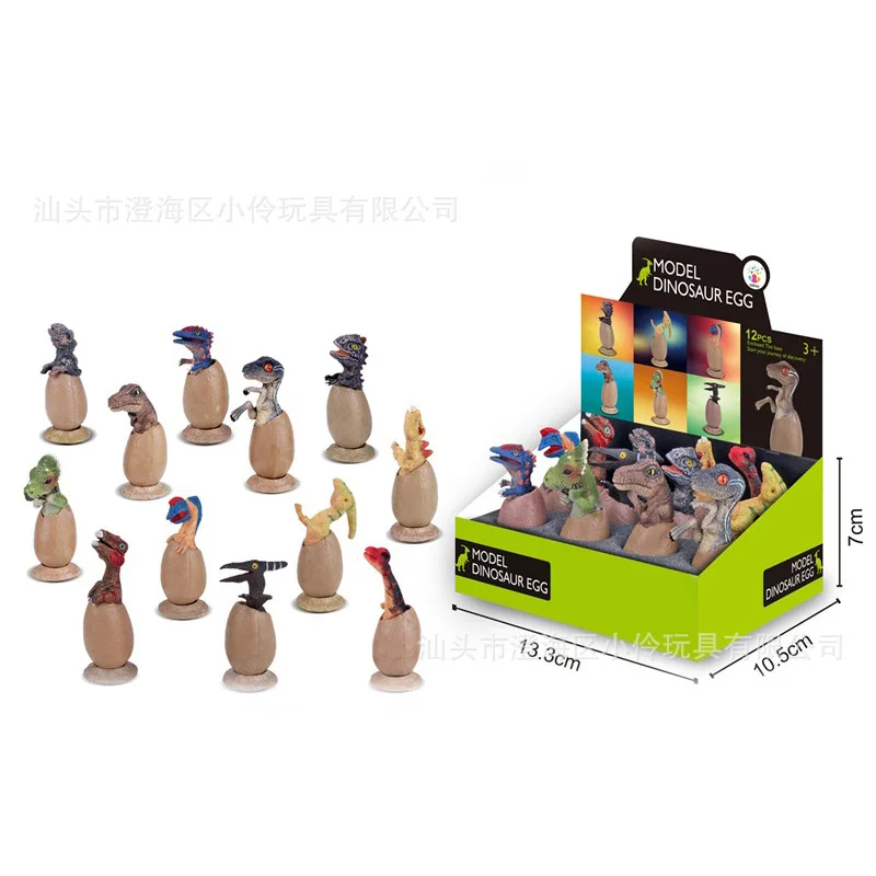 

Dinosaur Model Semi-Hatching Mini Dinosaur Egg 12 PCs with Base Set Children Garage Kit Model Toy