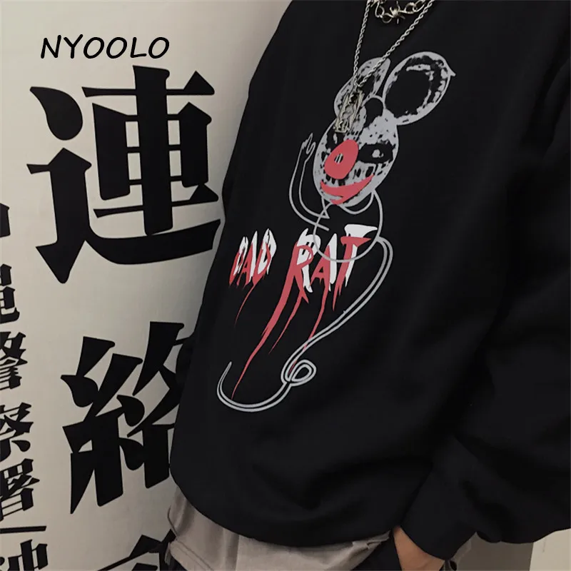 NYOOLO Harajuku, уличная одежда, Забавный принт клоуна, теплая толстовка, Осень-зима, свободные пуловеры с длинным рукавом, флисовая Толстовка для женщин и мужчин