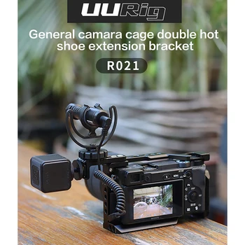 

UURig R021 General Camera Cage Rig Double Dual Hot Cold Shoe Mic Bracket Universal for Sony Nikon Canon DSLR Camera Accessories