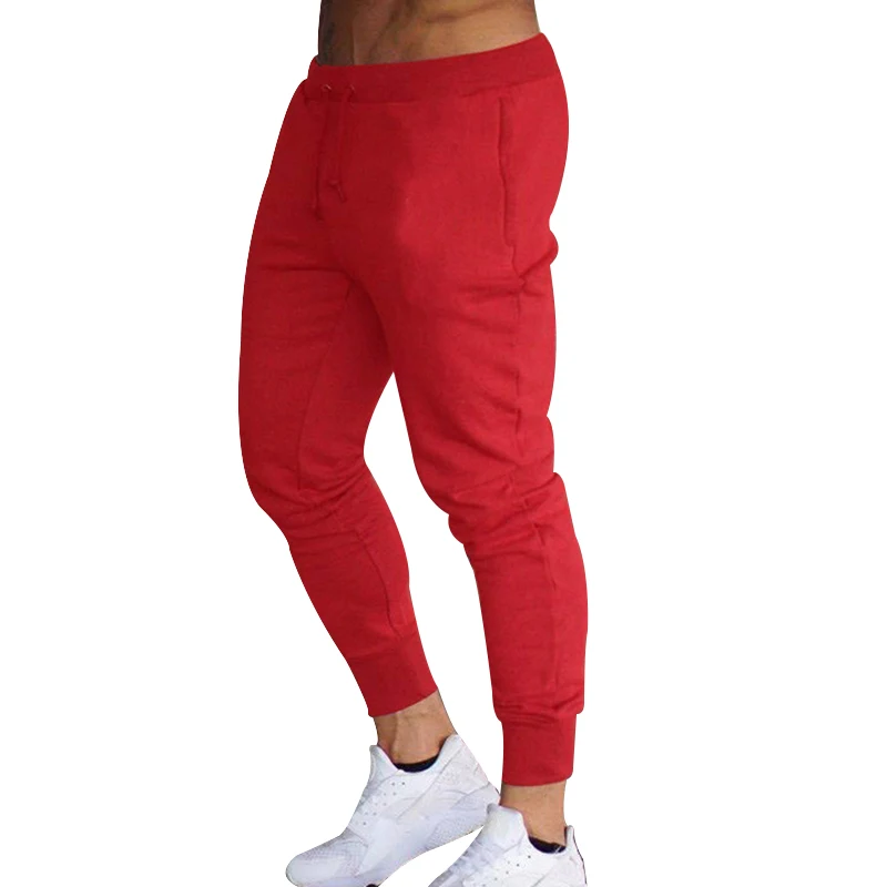 

Men Gym Pants Cotton Pencil Pants Bodybuilding Drawstring Jogger Running Trousers ENA88