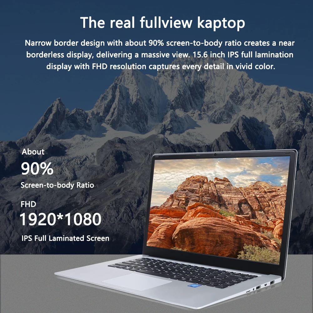 15.6 inch Laptop With 8G RAM 512G 256G 128G SSD Gaming Laptops Ultrabook intel j3455 Quad Core Win10 Notebook Computer