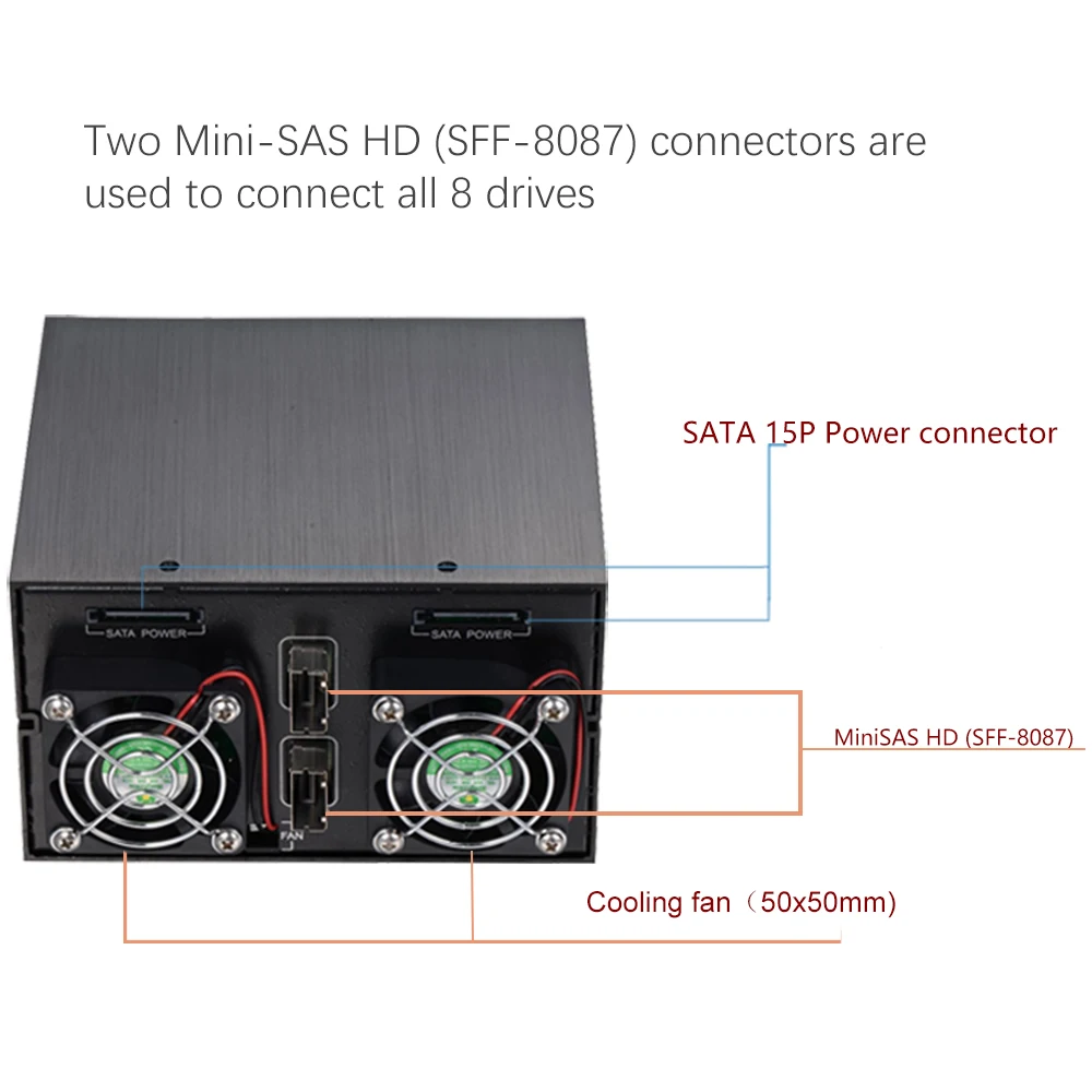 Uneatop 8-Bay Removable Tray SATA SAS SSD Hdd Mobile Rack
