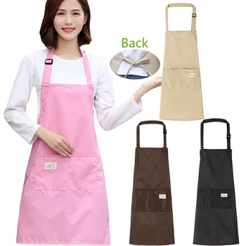 

Thicken Restaurant Apron Adjustable Women Kitchen Apron For Cooking Baking Barista Apron Pink Waitressing Aprons Ladys Pinafore