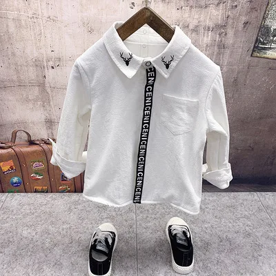 just shirt Детская одежда г. Осенне-зимний кардиган для мальчиков, свитер с бархатной рубашкой, Джинсы Комплекты из 3 предметов Рождественский наряд для малышей - Цвет: just shirt