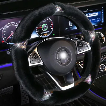 

100% Brand New 38CM Car Steering Wheel Covers Winter Plush Creative Diamond Handlebar Cover Protection Steering Wheel