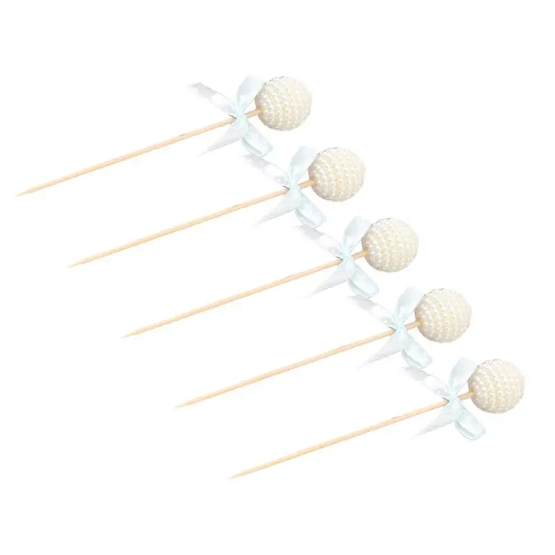 5pcs Cute Pearl Cake Toper Decorative Delicate Cake Top Decor For Wedding Proposal Day Birthday Baby Shower Valentine'S Day A35