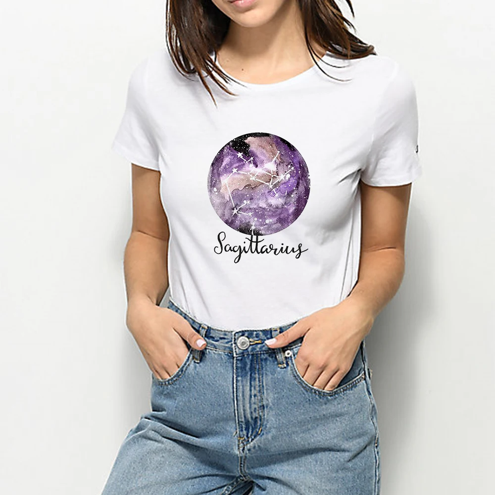 

Summer Lazy Loose Vintage Mysterious Tshirt Harajuku Constellation T-shirt Youthful Cute Cartoon Elegant Plus Size T shirt