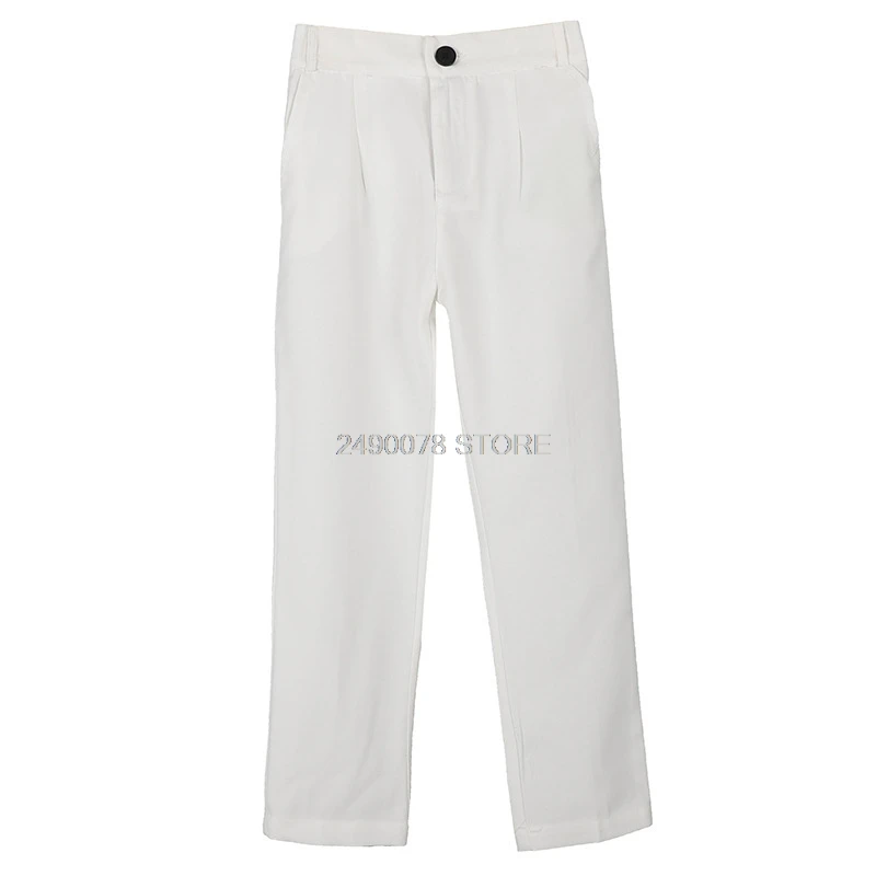 white pants От 2 до 16 лет г. Весенне-осенние школьные штаны для мальчиков-подростков детская черная одежда детские штаны длинные брюки - Цвет: white pants