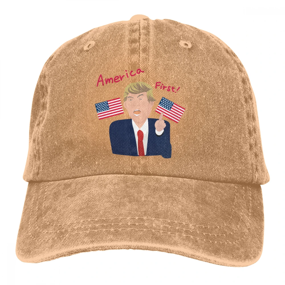 Америка Первый Casquette глубокий Хизер унисекс Мужские Женские джинсовые бейсболка с ремешком кепки Регулируемый Гольф папа шляпа - Цвет: Хаки