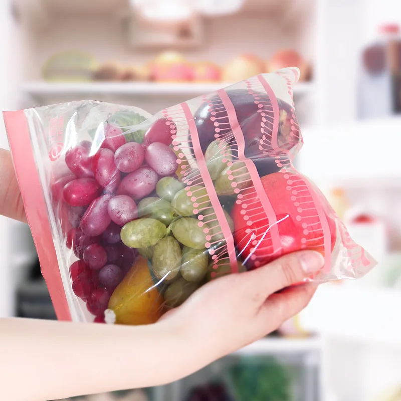 PVC Fresh Keeping Bag For Vegetable Fruit Storage Freezing Preservation Zipper Sealed Bags Kitchen Food Organization Tools