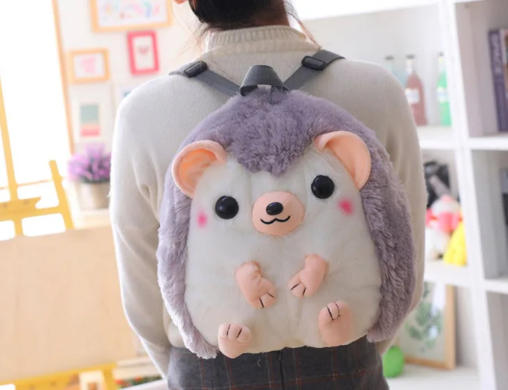 

Childresn wear Lovely hedgehog shoulders bag Toy plushed hedgehog bag Playing doll backpack