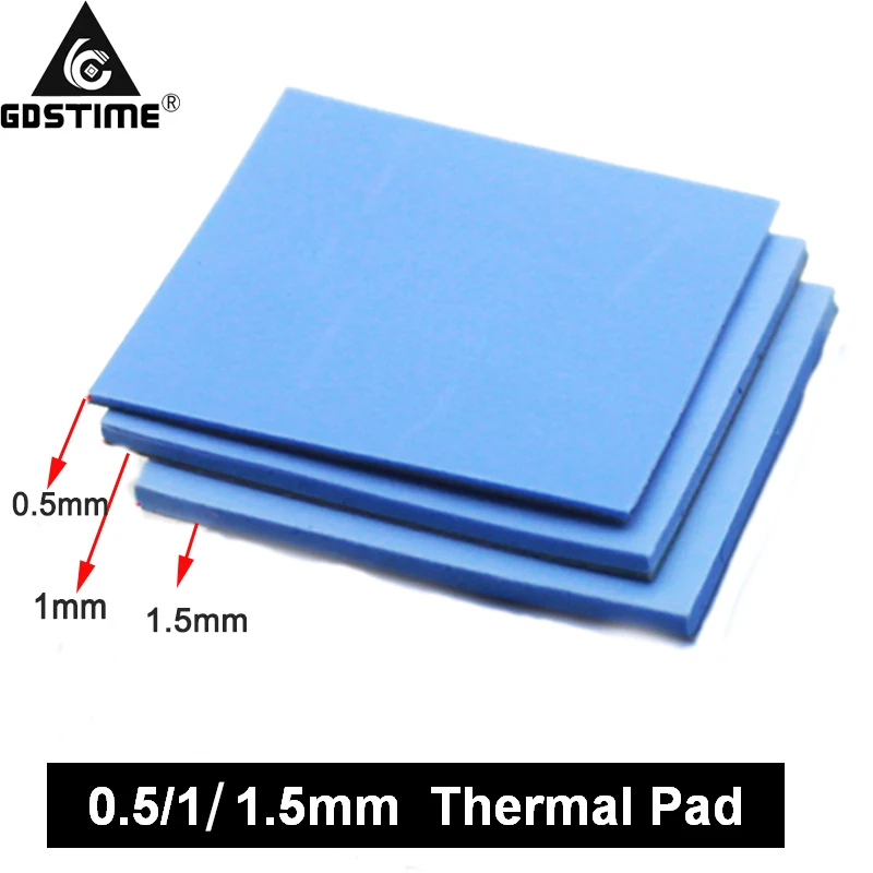 Almohadillas de silicona conductoras térmicas para ordenador portátil, 3 uds., 100mm x 100mm, 0,5mm, 1mm y 1,5mm, almohadilla de enfriamiento para disipador térmico, tarjeta VGA IC GPU