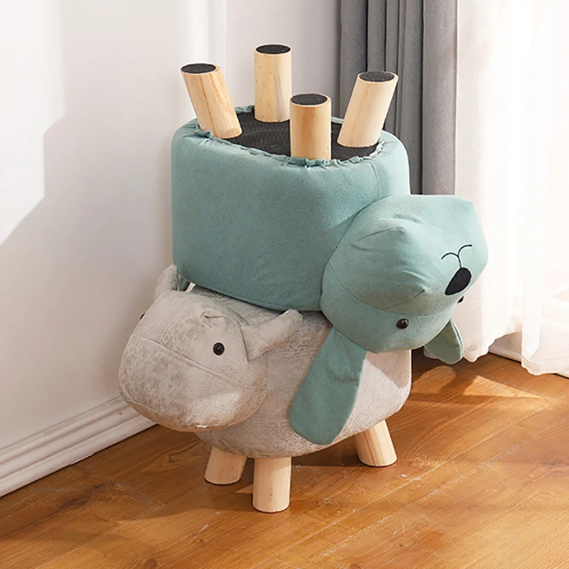 Children Real Wood Low Stools стул детский Creative Animal Elephant Cartoon Family Change Shoe Small Stool Web Celebrity Lovely