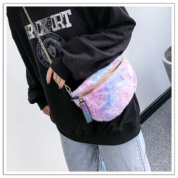 

Women Faux Fur Fuzzy Shoulder Bags Cute Cartoon Chain Handbag Messenger Cross Body bag Ladies Shoulder Bags Casual Handbag new