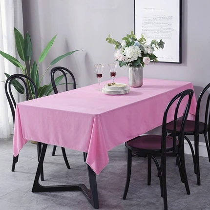 pink ROMANZO, мягкая бархатная столовая скатерть, домашнее рождественское украшение, фланелевая ткань для Конференции, офиса, свадьбы, настройка ткани - Цвет: pink