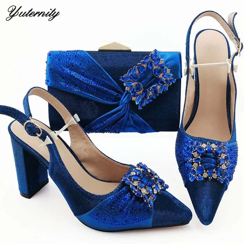 

2019 Summer Italian Ladies Evening Shoes And Bag Set Newest Fashion Pointed Toe Pumps Shoes And Bag Set For Party Size 38-43