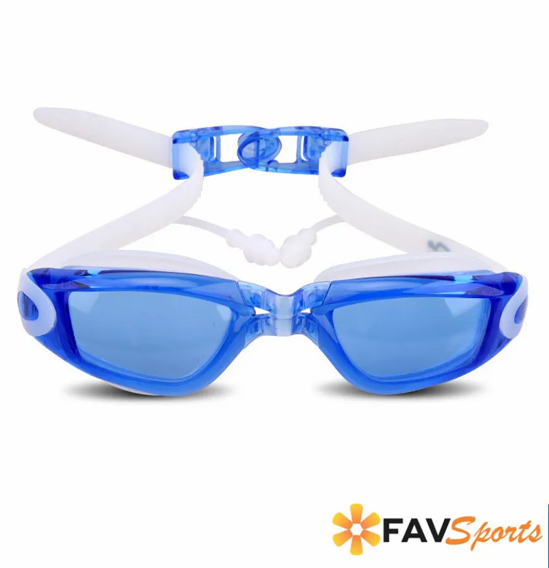 Lunetes Piscine Adulte анти-УФ противотуманные плавательные очки профессиональные плавательные очки с Zwem Oordopjes - Цвет: Небесно-голубой