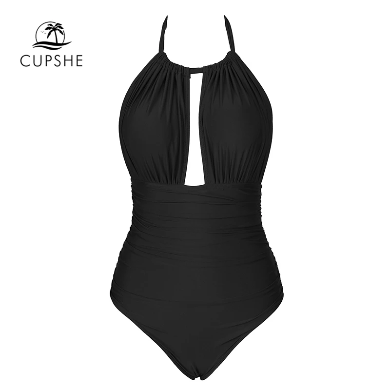 black halter one piece bathing suit
