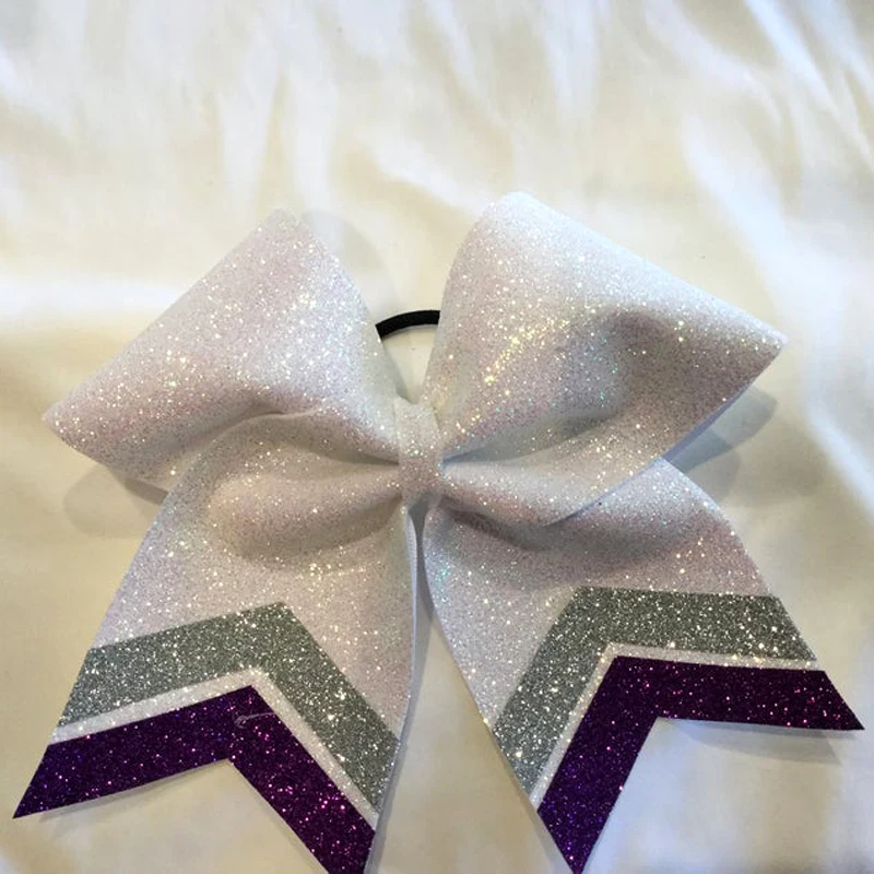 or any color Cheer Bows w center stones or ribbon Silver Glitter Cheer Bow
